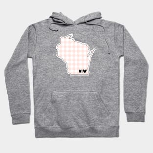 USA States: Wisconsin (pink plaid) Hoodie